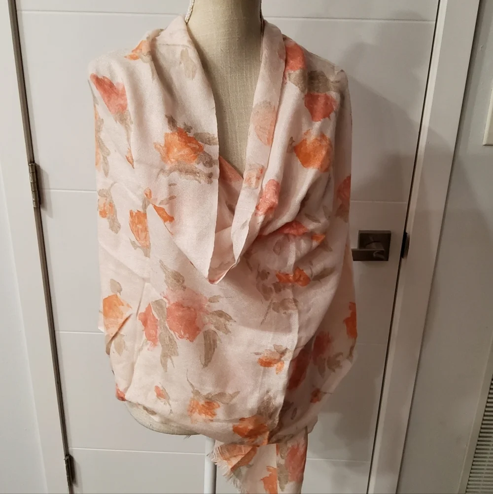 Loro Piana Floral Scarf in Cream and Orange
